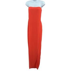 BCBGMAZRIA Maxi Dress WMNS 6 Jesse Ambrosia Red Orange Strapless High Low Gown